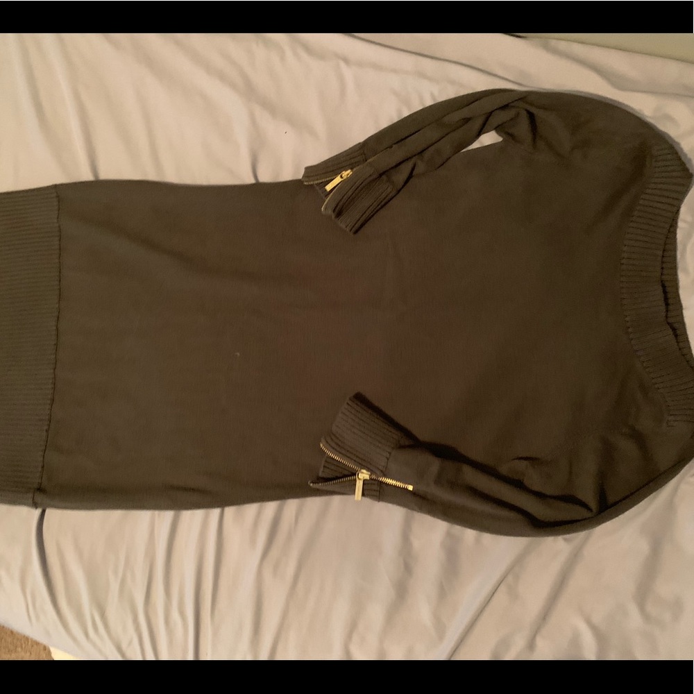 MICHEAL KORS Army green sweater midi dress
